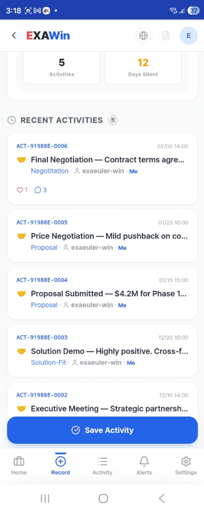 Recent Activities - Light